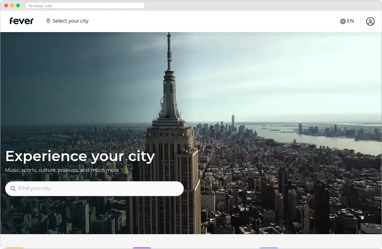 Fever marketplace homepage screenshot