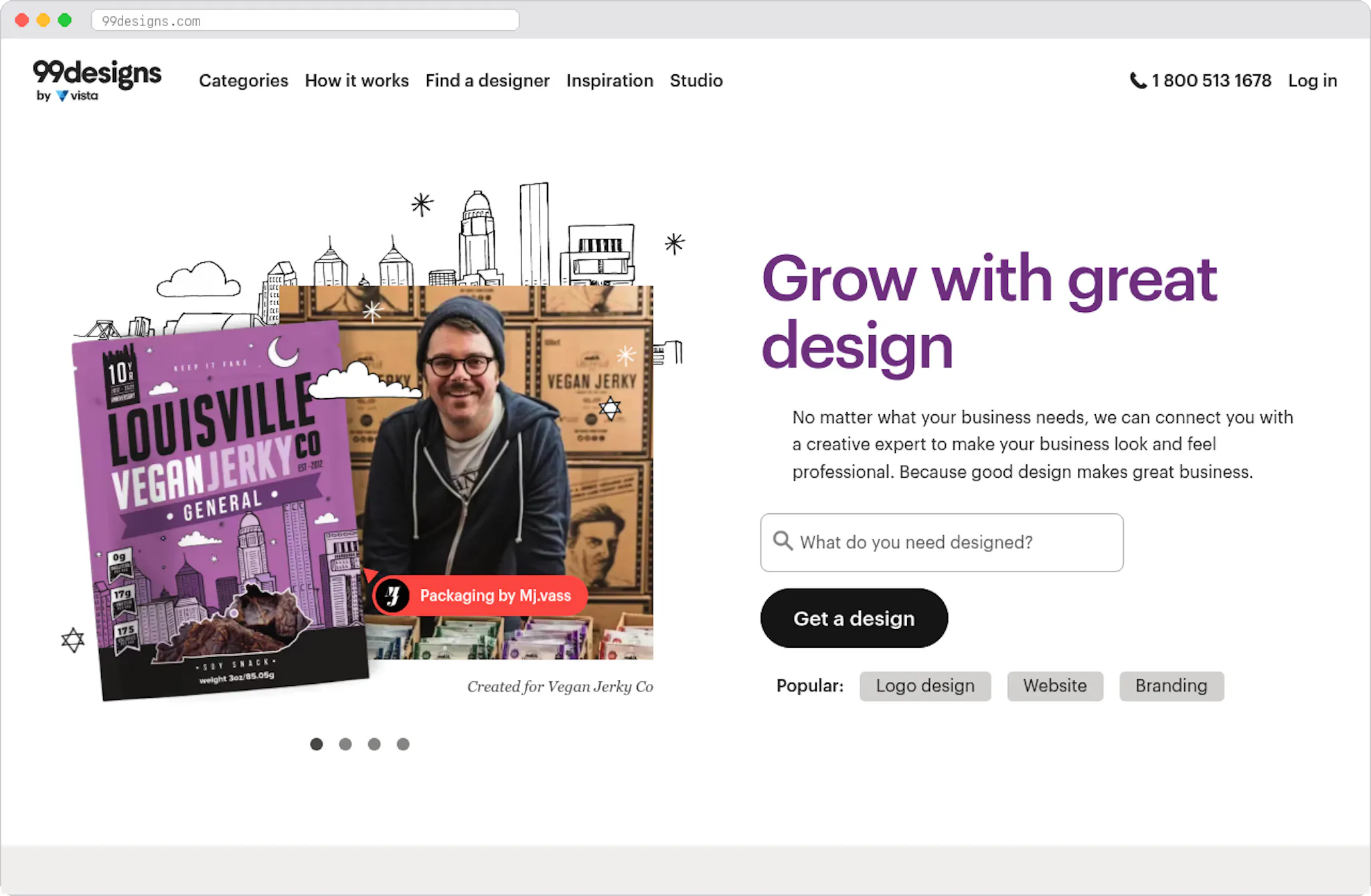 99designs marketplace homepage screenshot