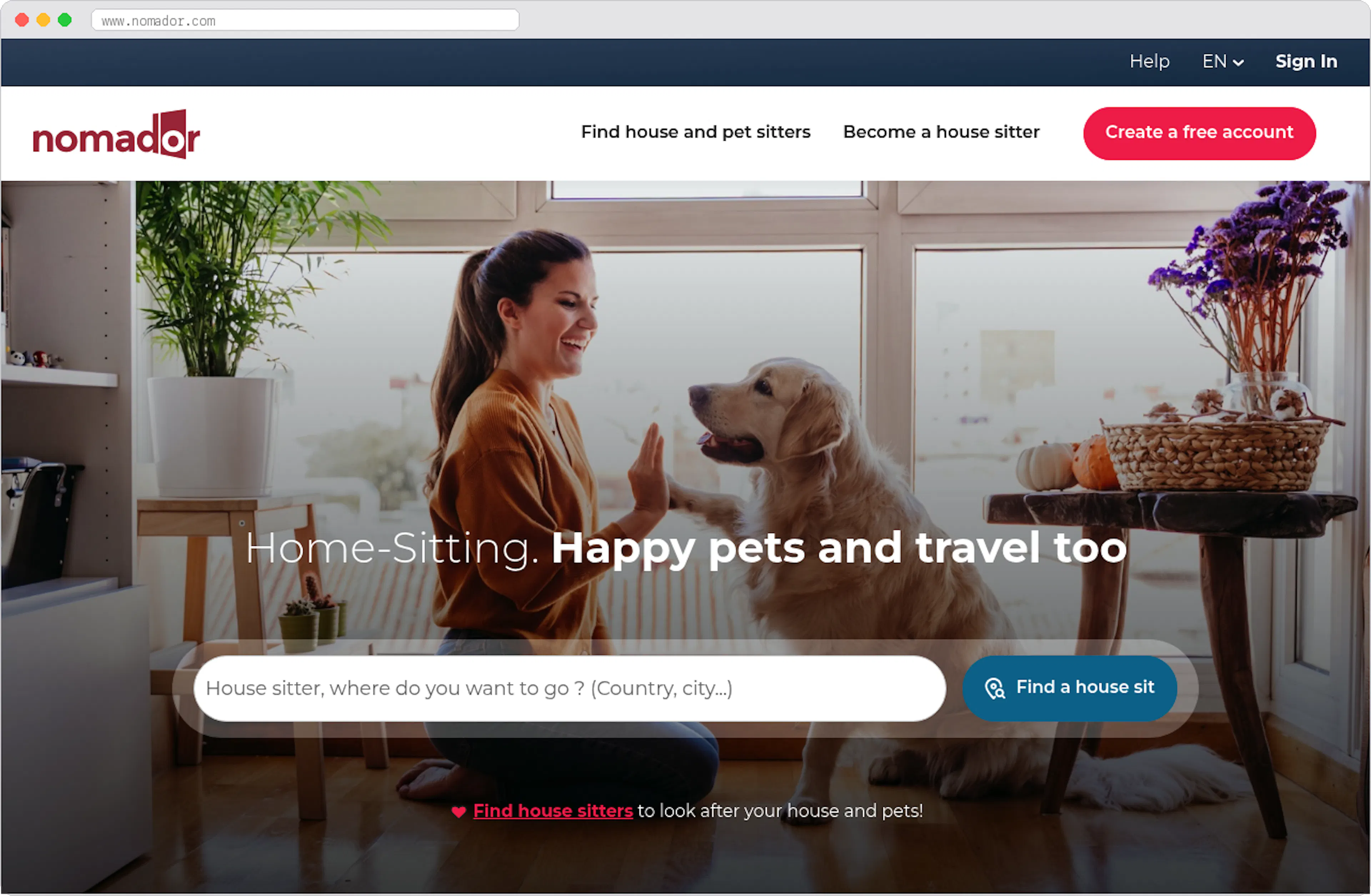 Nomador marketplace homepage screenshot