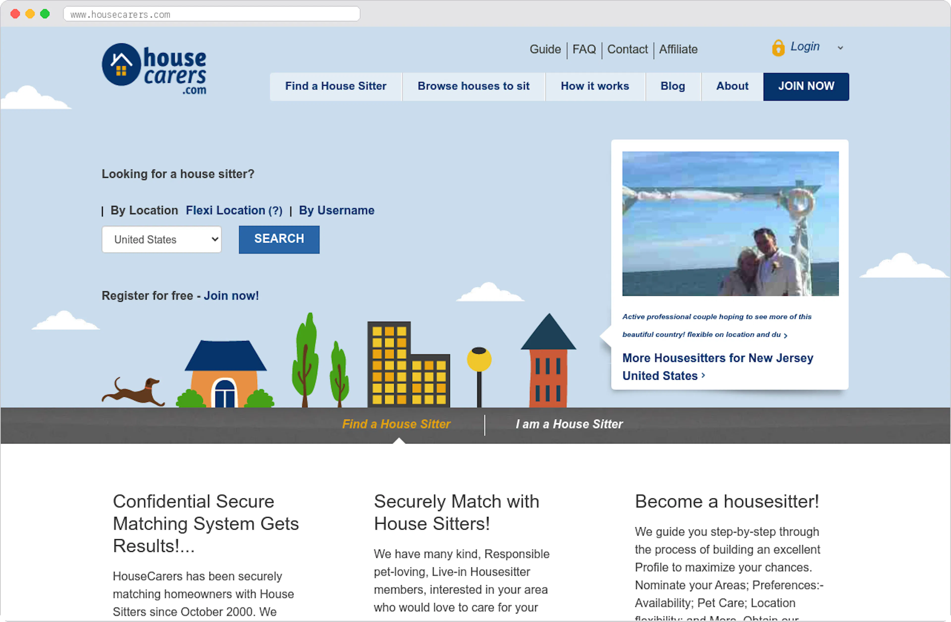 HouseCarers marketplace homepage screenshot