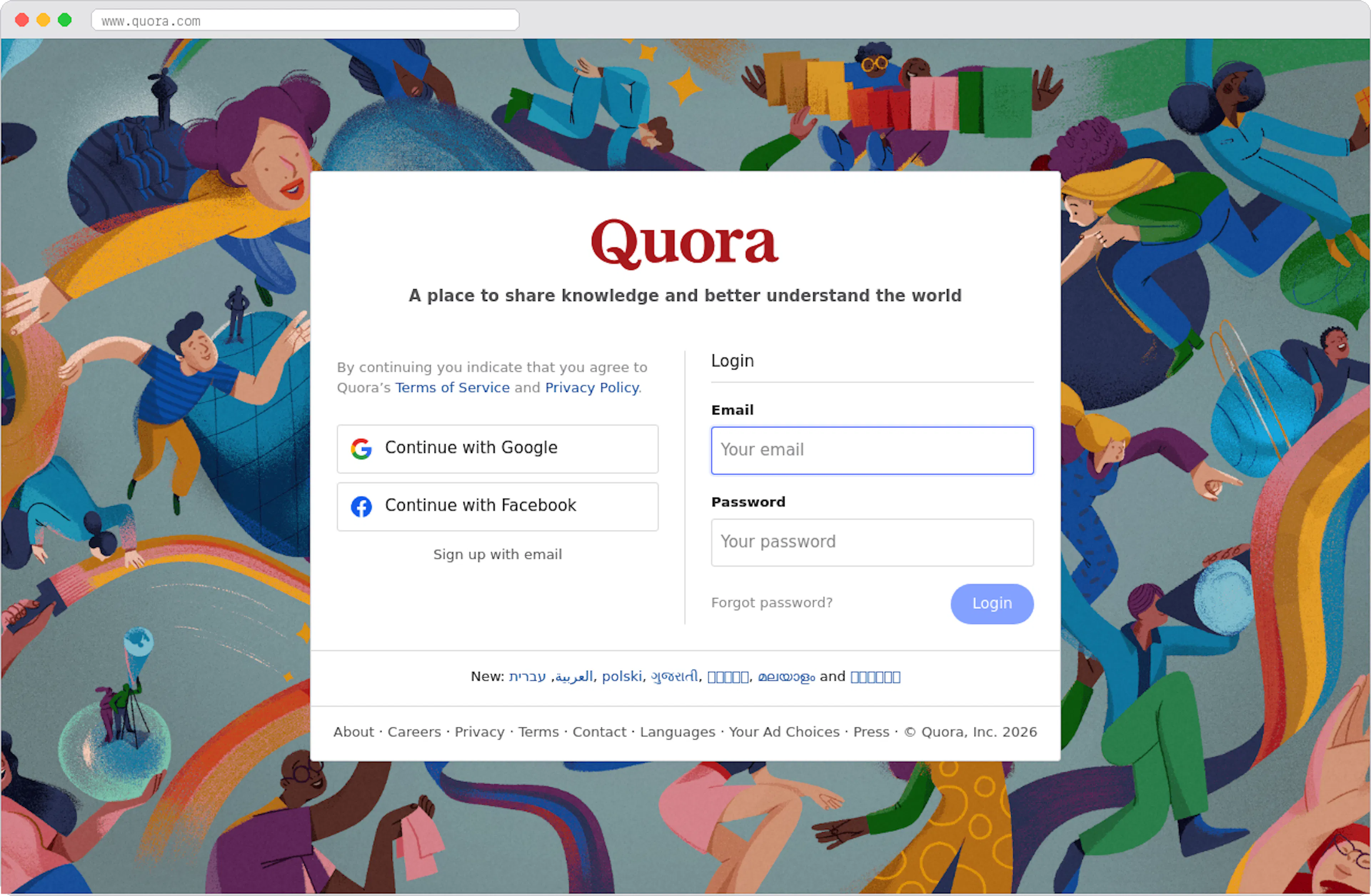 Quora marketplace homepage screenshot
