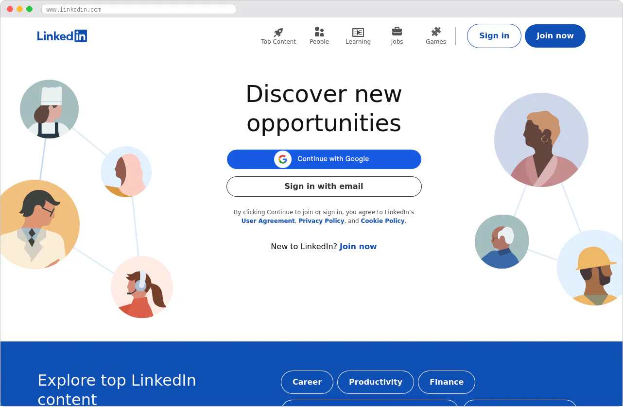 LinkedIn marketplace homepage screenshot