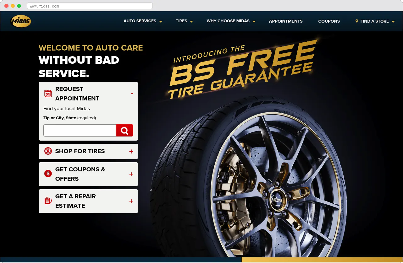 Midas marketplace homepage screenshot