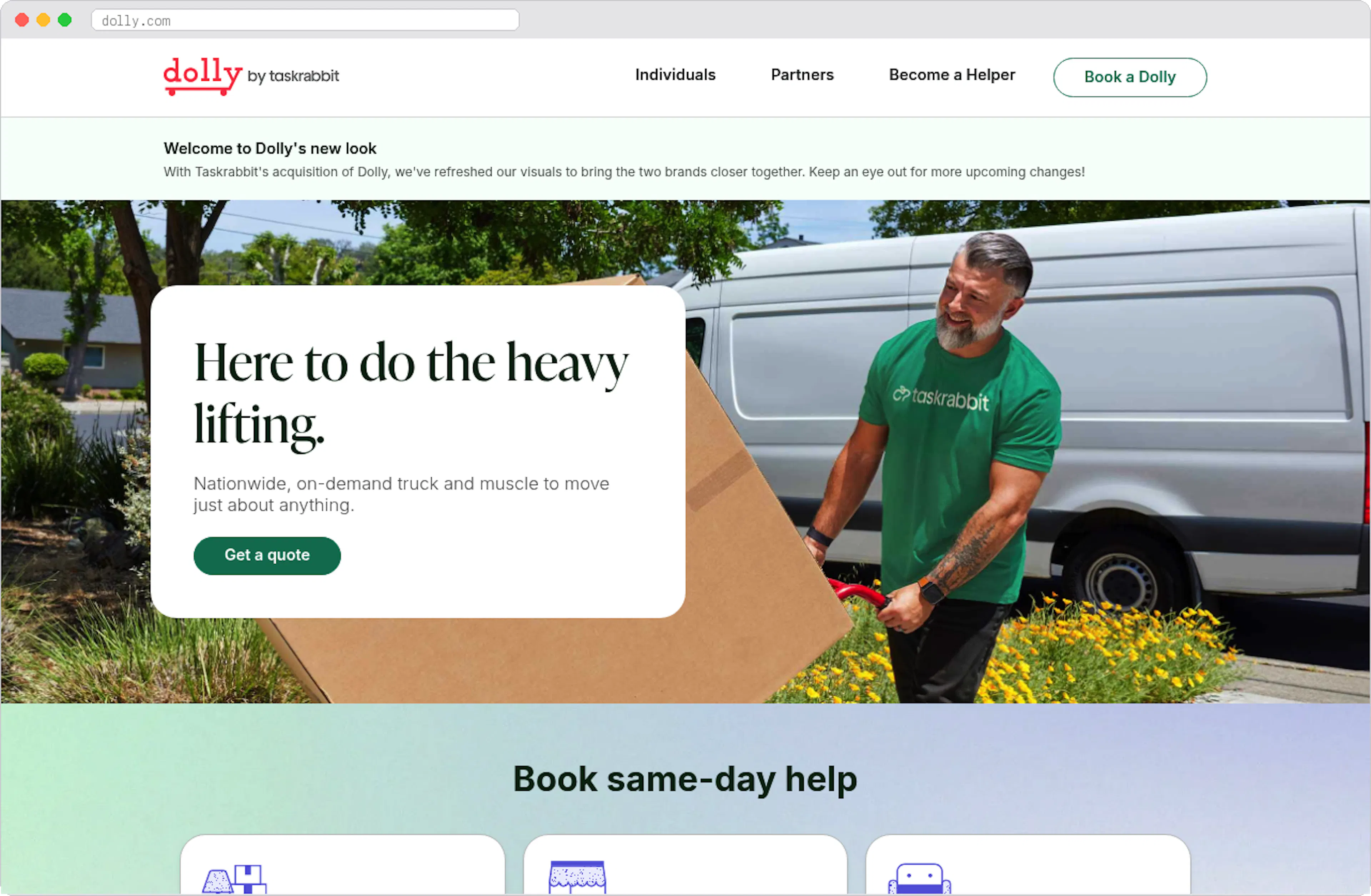 Dolly marketplace homepage screenshot