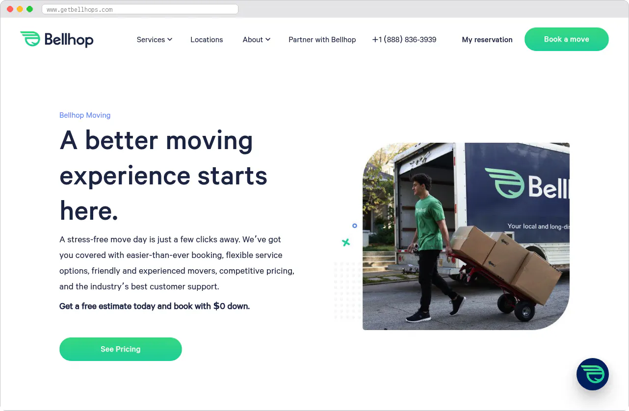 Bellhop marketplace homepage screenshot