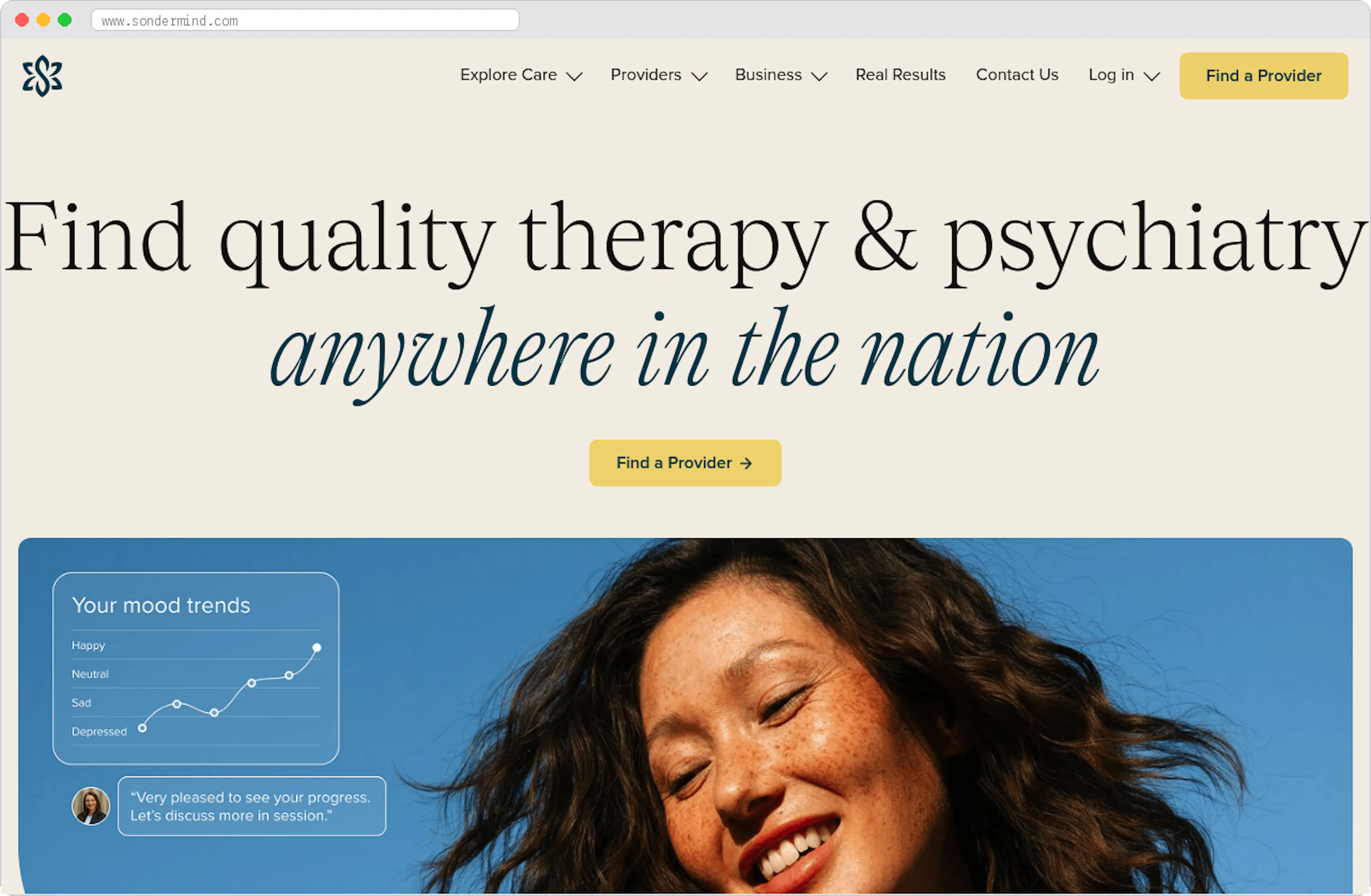 SonderMind marketplace homepage screenshot