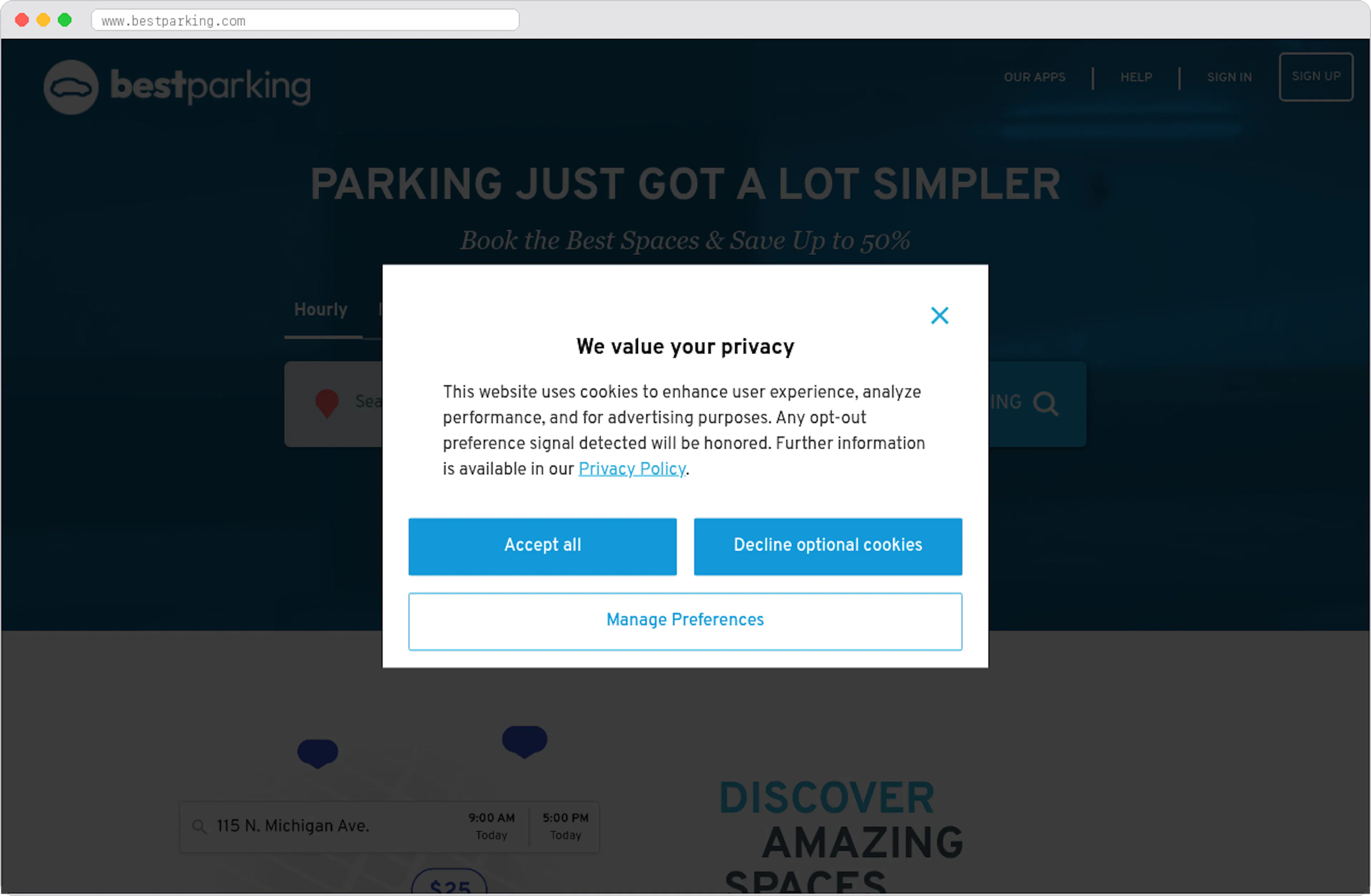 BestParking marketplace homepage screenshot