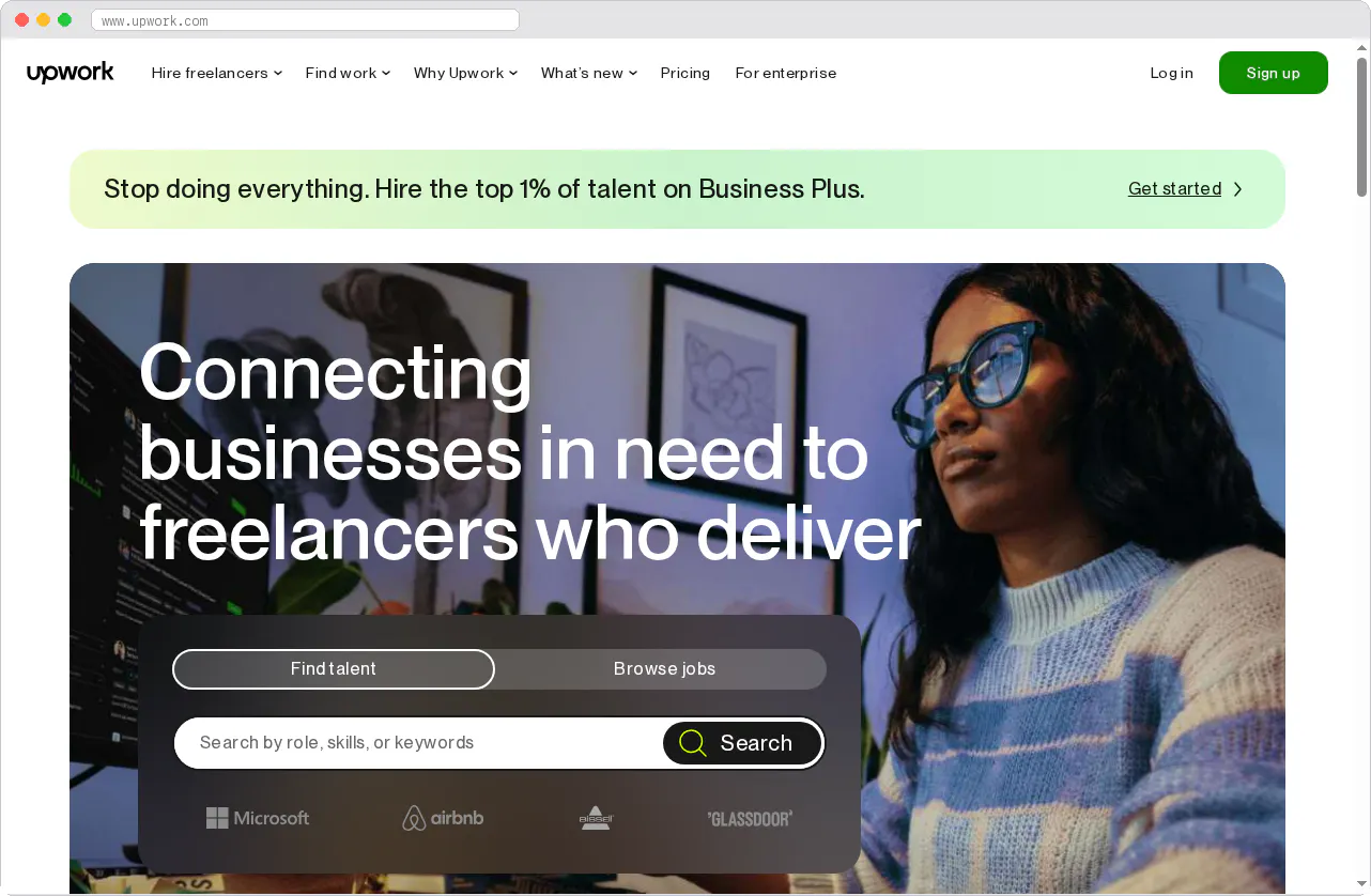 Upwork Pro marketplace homepage screenshot