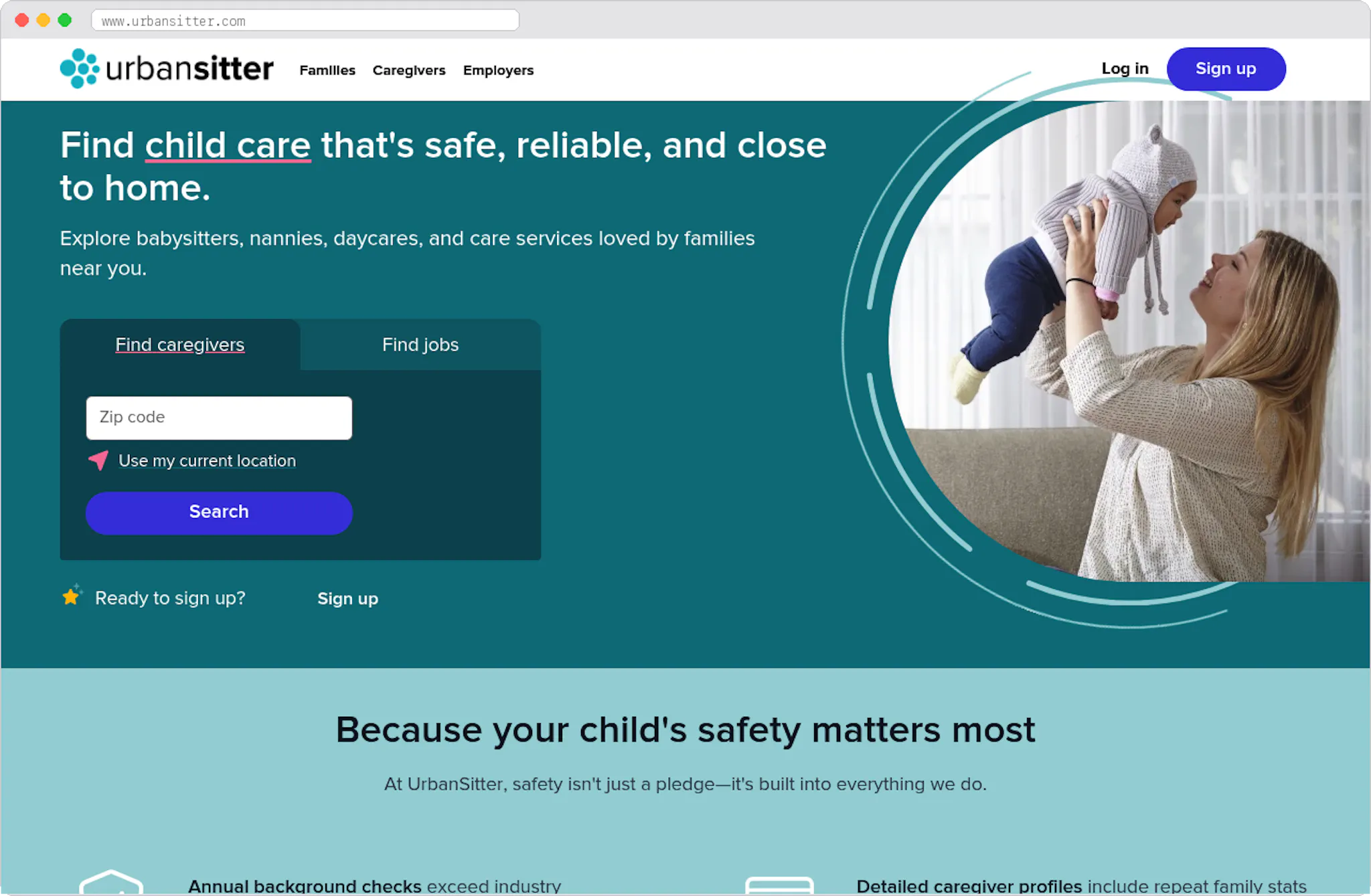 Urbansitter marketplace homepage screenshot