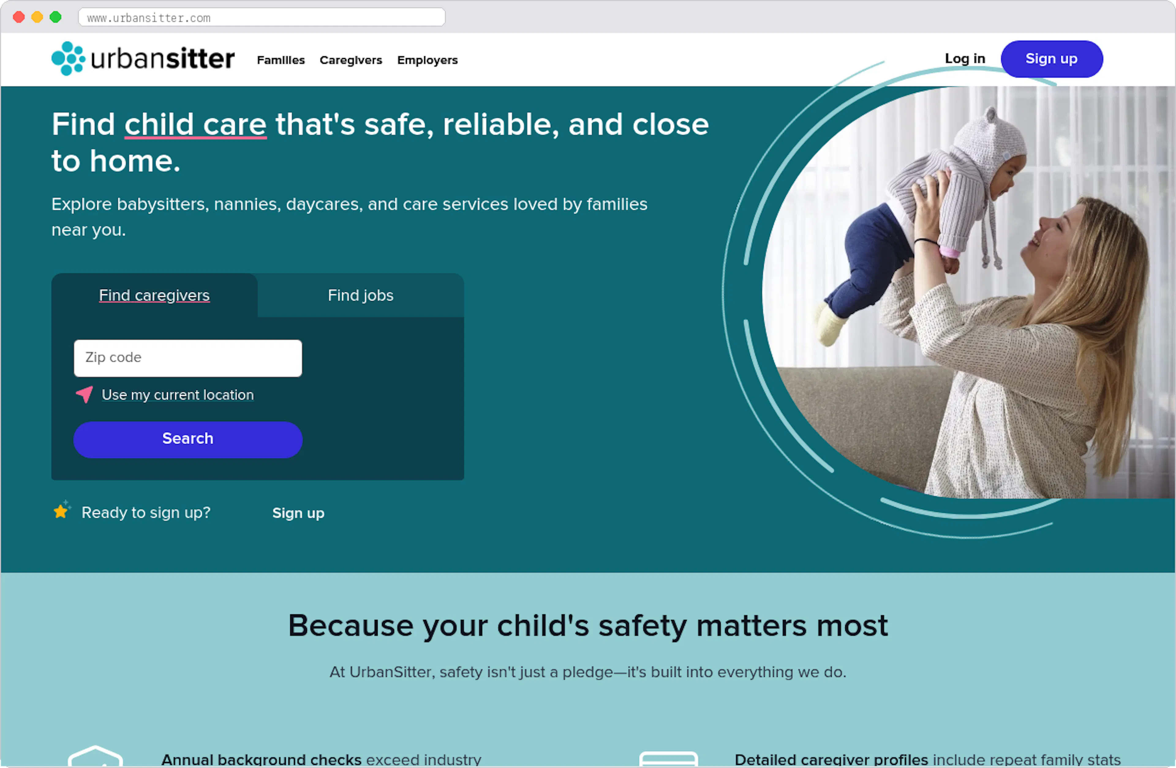 Urbansitter marketplace homepage screenshot