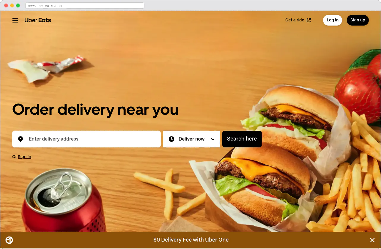 Uber Eats marketplace homepage screenshot