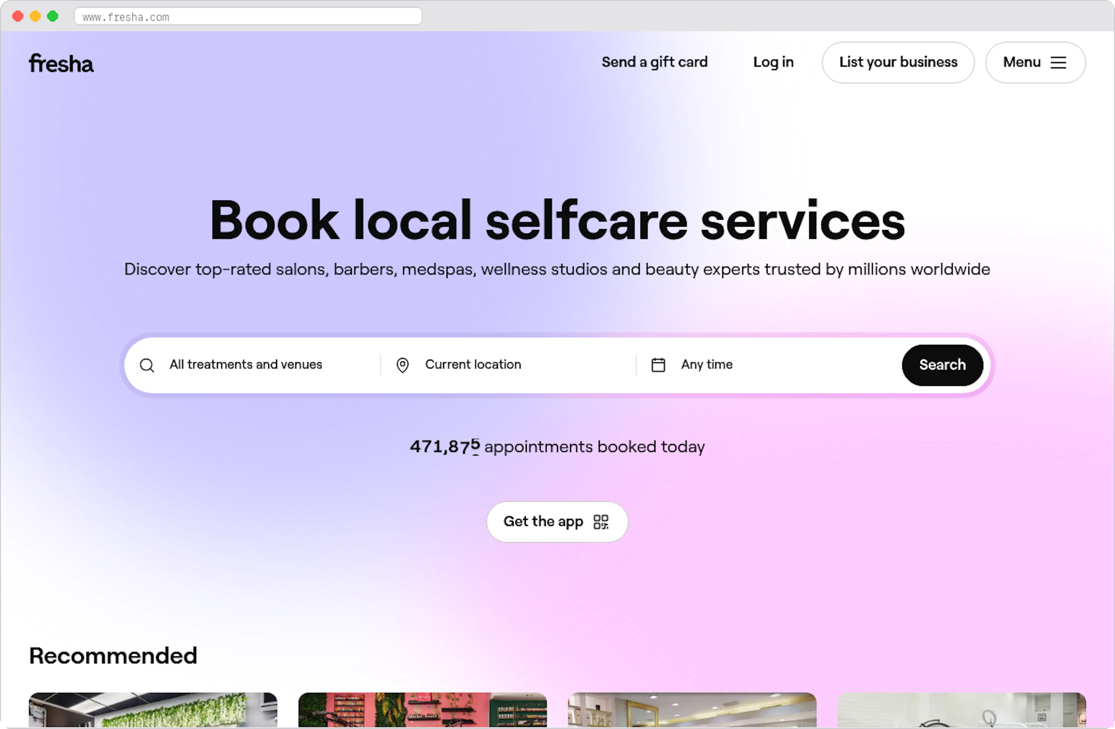 Fresha (formerly Shedul) marketplace homepage screenshot