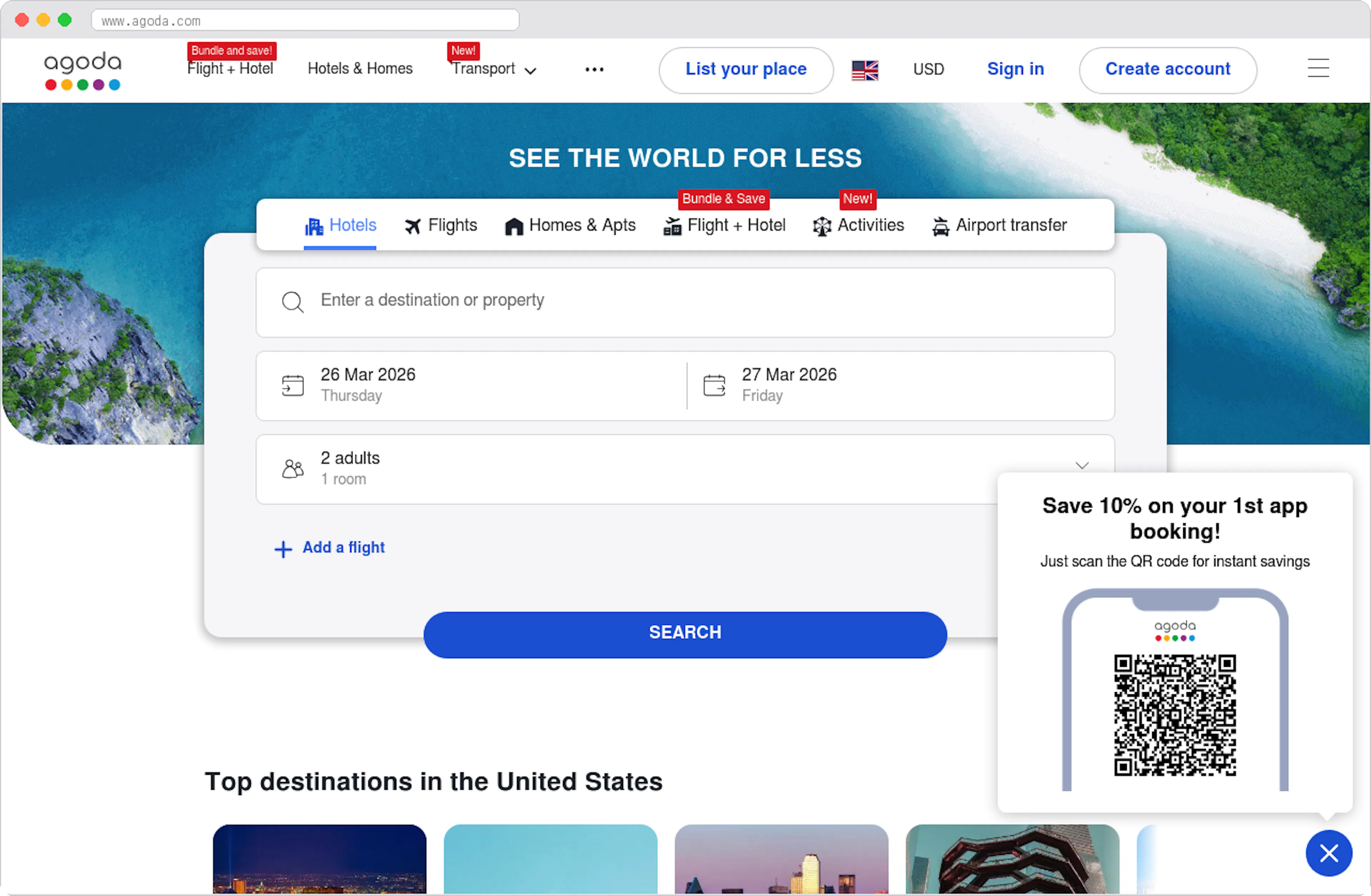 Agoda marketplace homepage screenshot