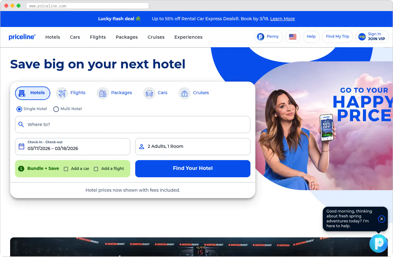 Priceline marketplace homepage screenshot