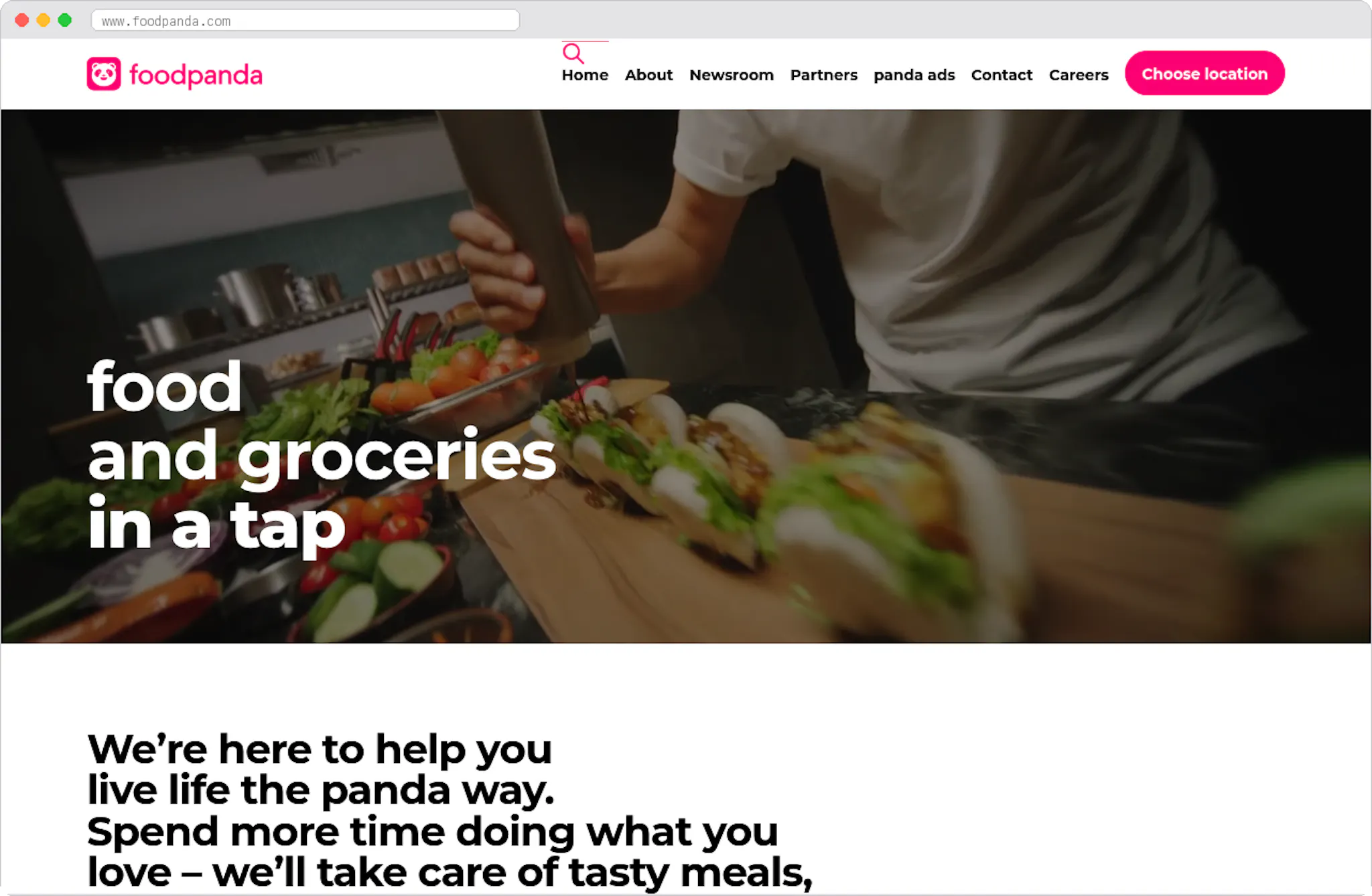 Foodpanda marketplace homepage screenshot