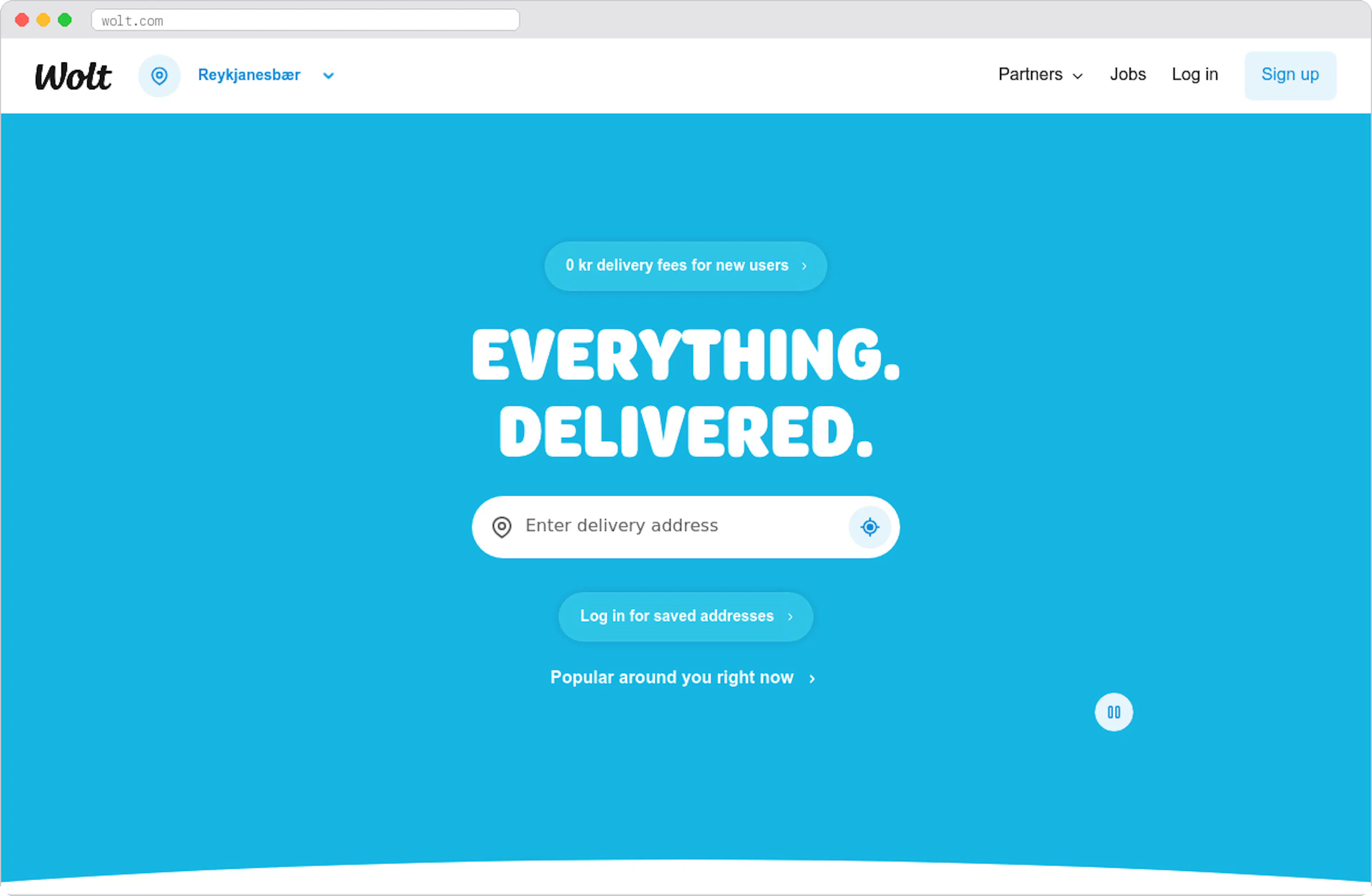 Wolt marketplace homepage screenshot