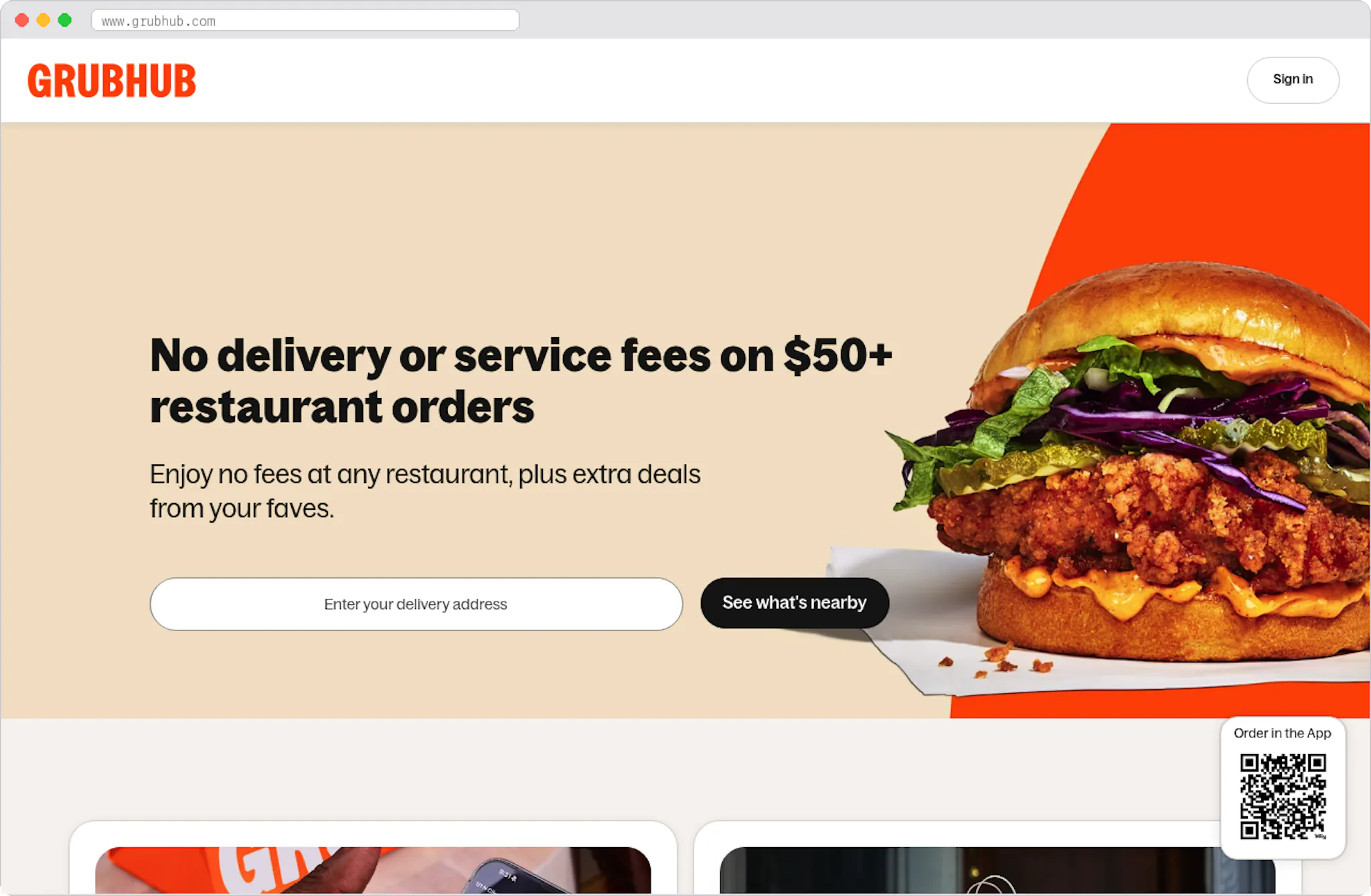 Grubhub marketplace homepage screenshot