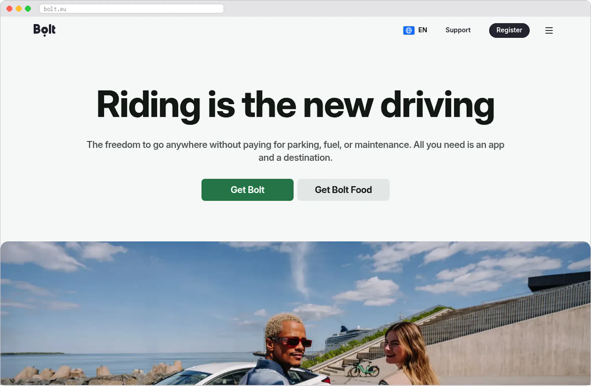 Bolt marketplace homepage screenshot