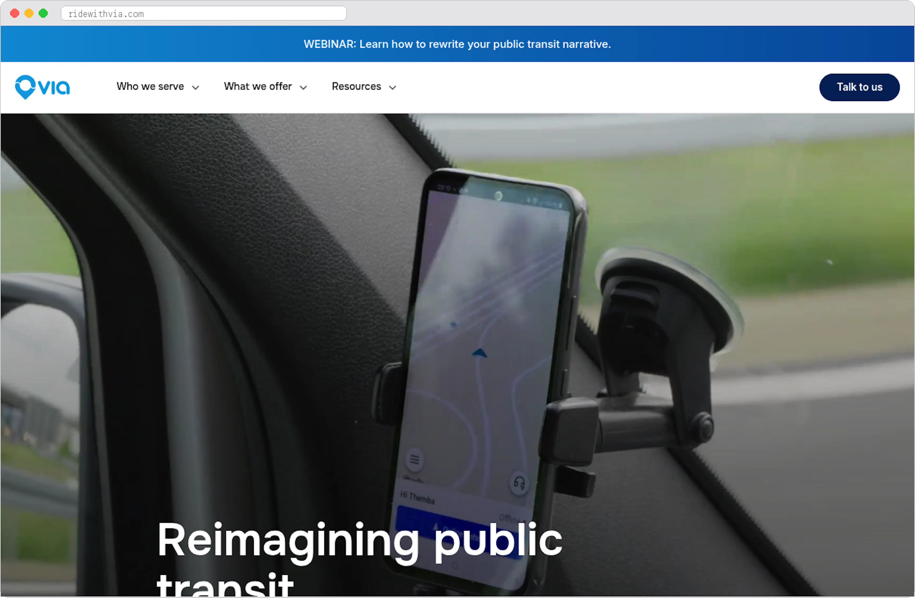 Via marketplace homepage screenshot