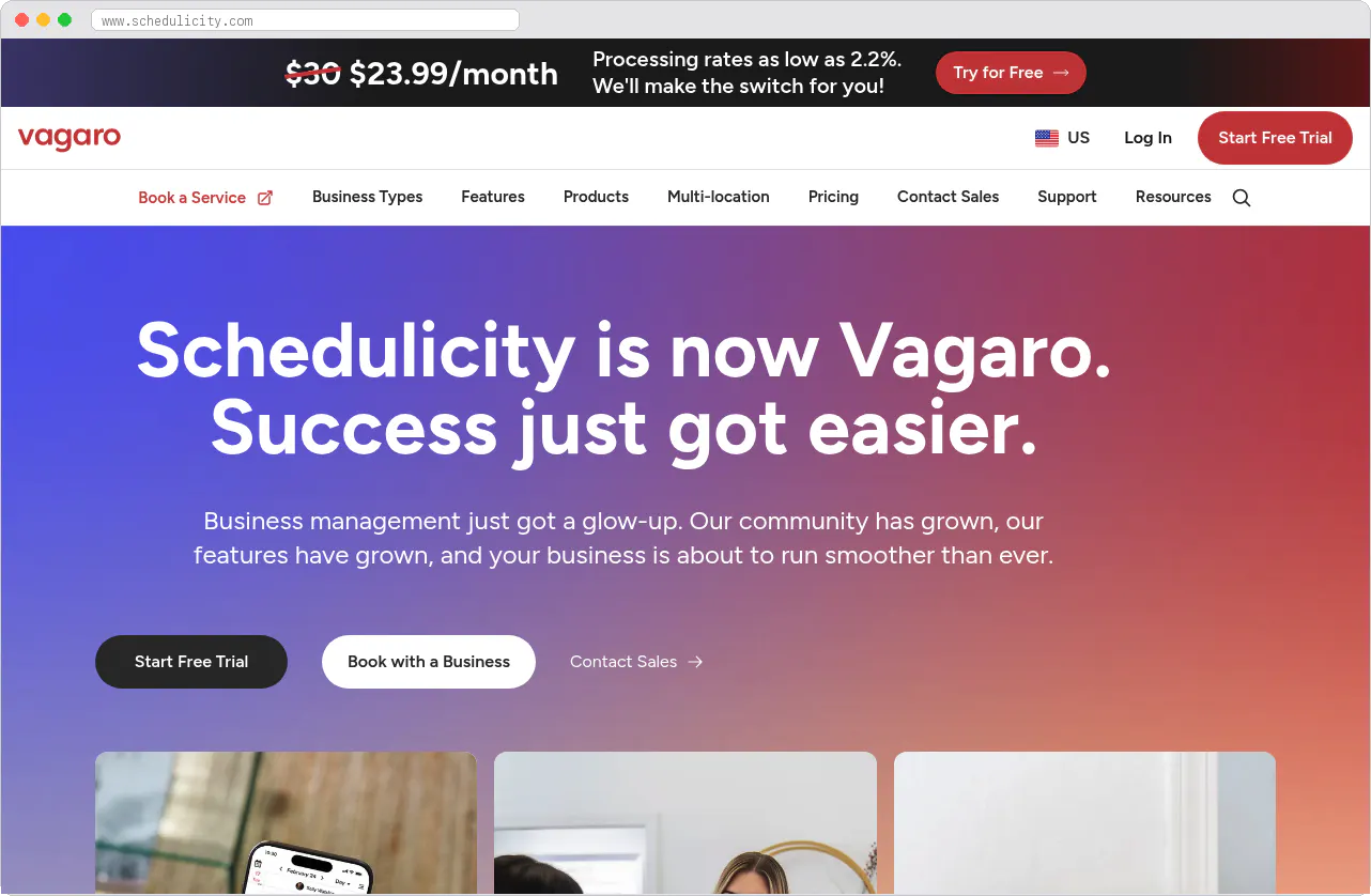 Schedulicity marketplace homepage screenshot