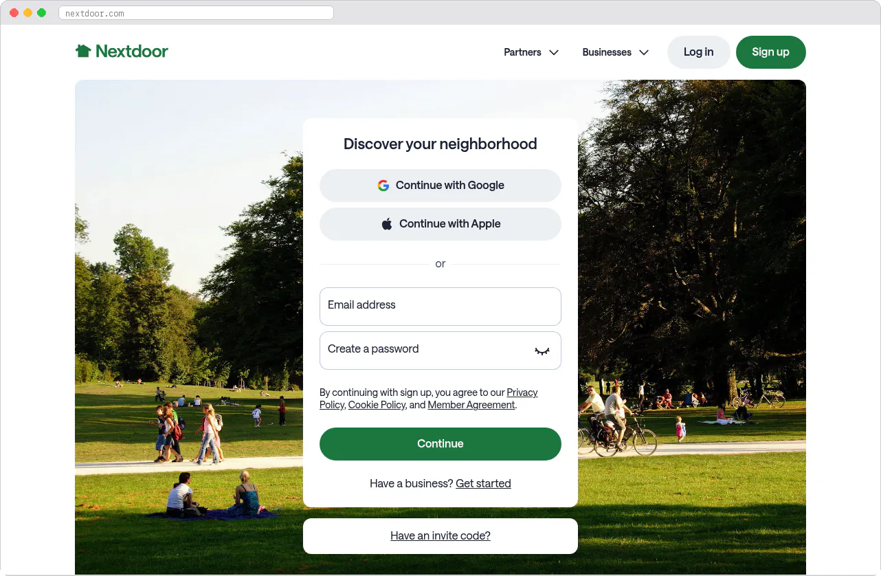 Nextdoor marketplace homepage screenshot