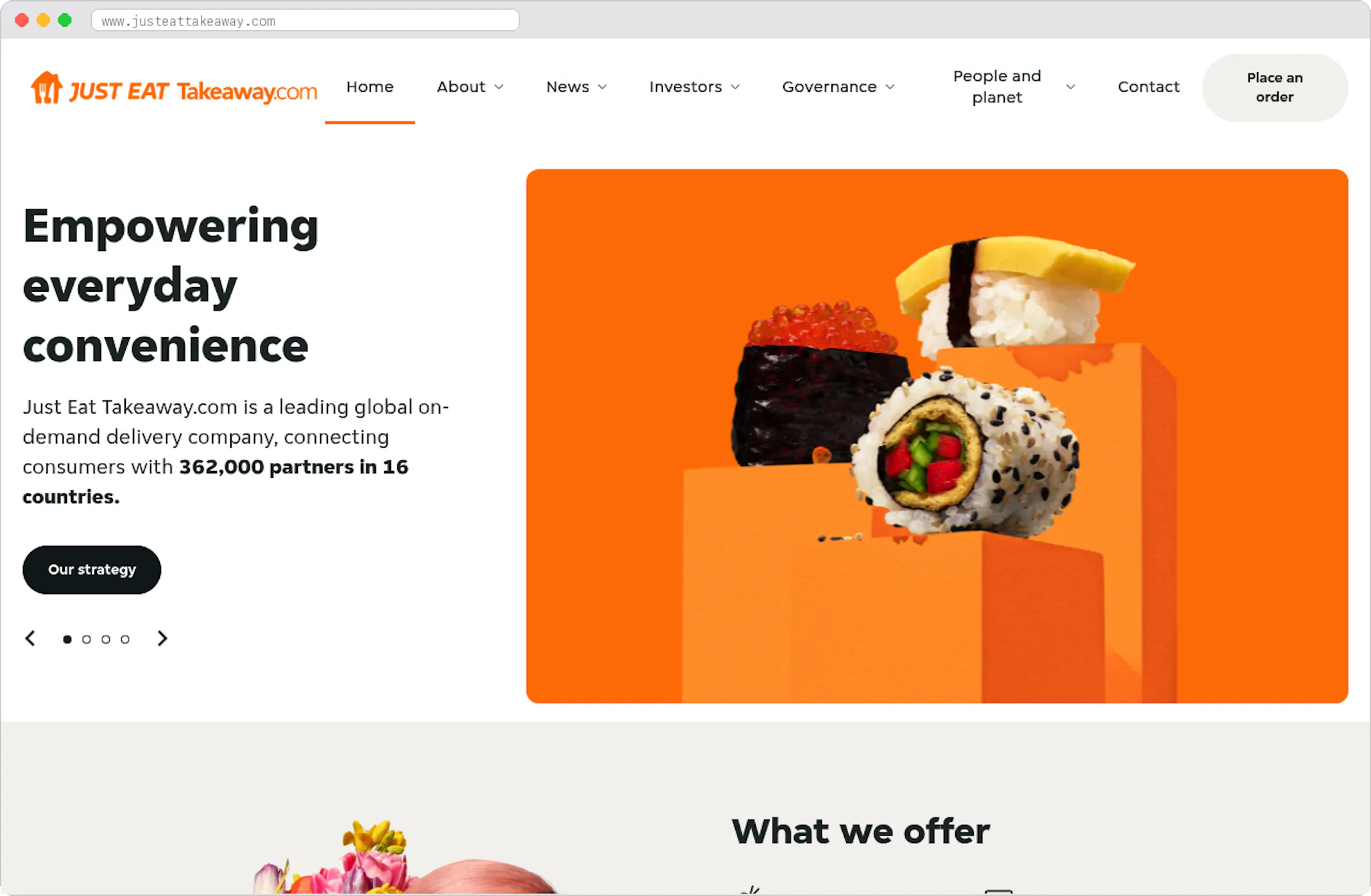 Just Eat Takeaway marketplace homepage screenshot