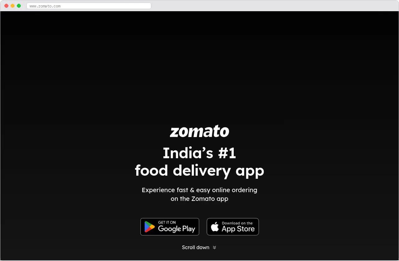 Zomato marketplace homepage screenshot