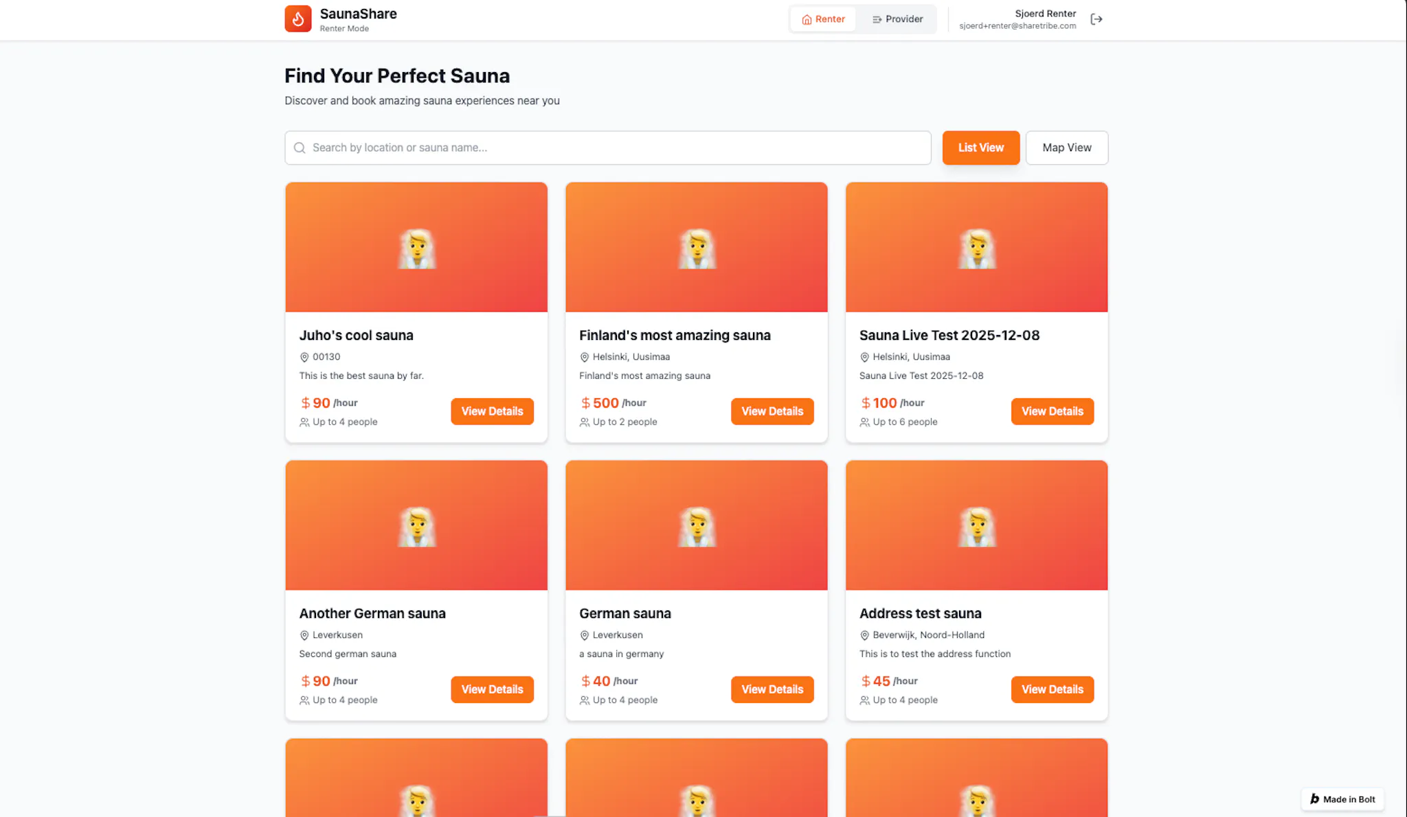 A screenshot of one of the earliest designs of the search results page.