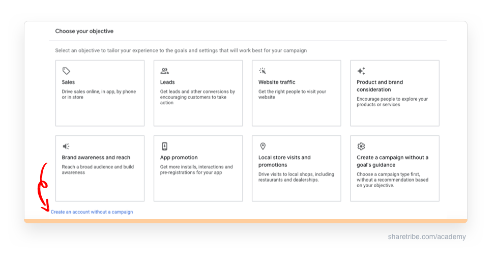 Screenshot of Google Keyword Planner onboarding.