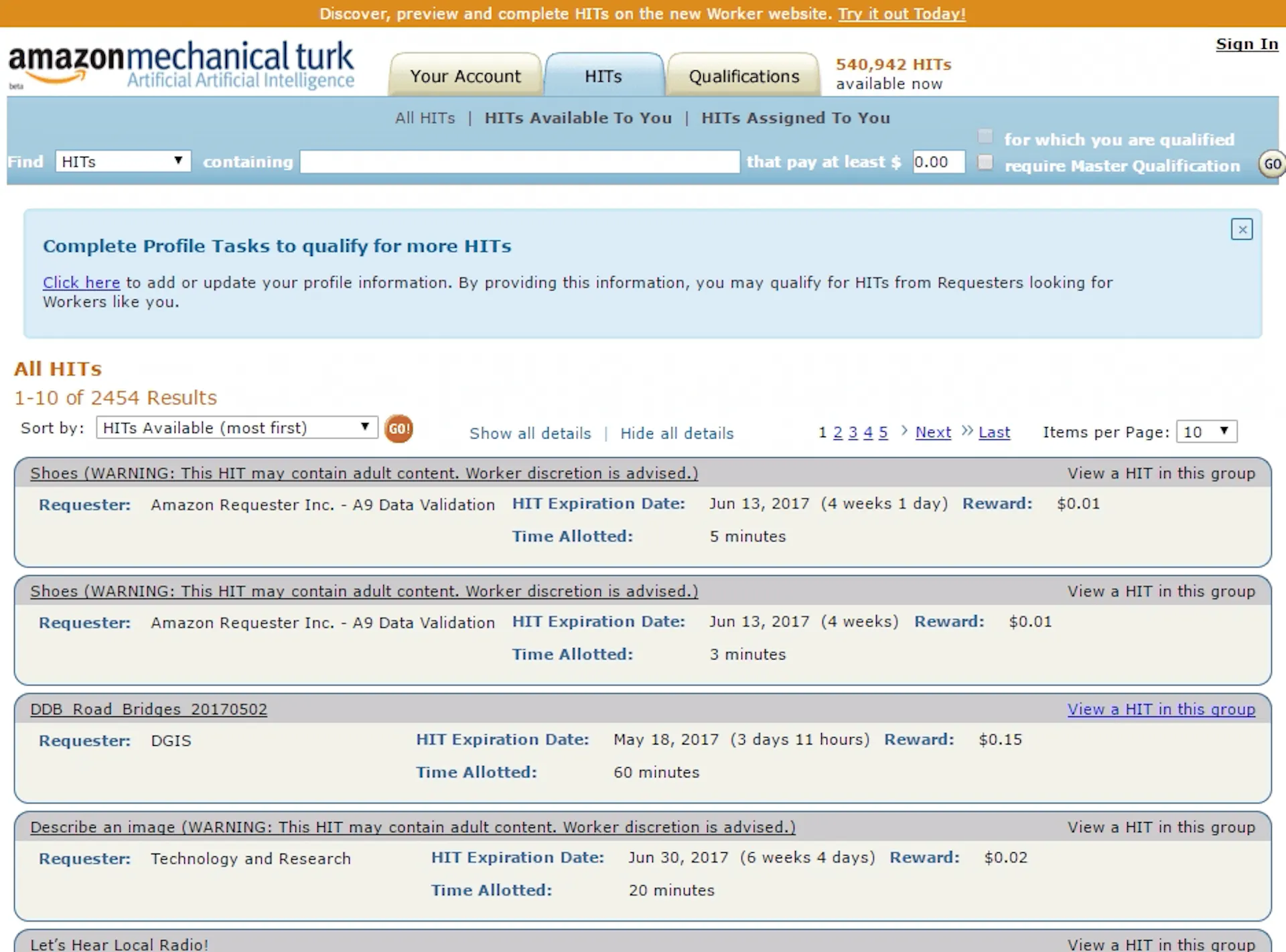 Mechanical Turk packages work into microtasks that can be worth as little as one cent