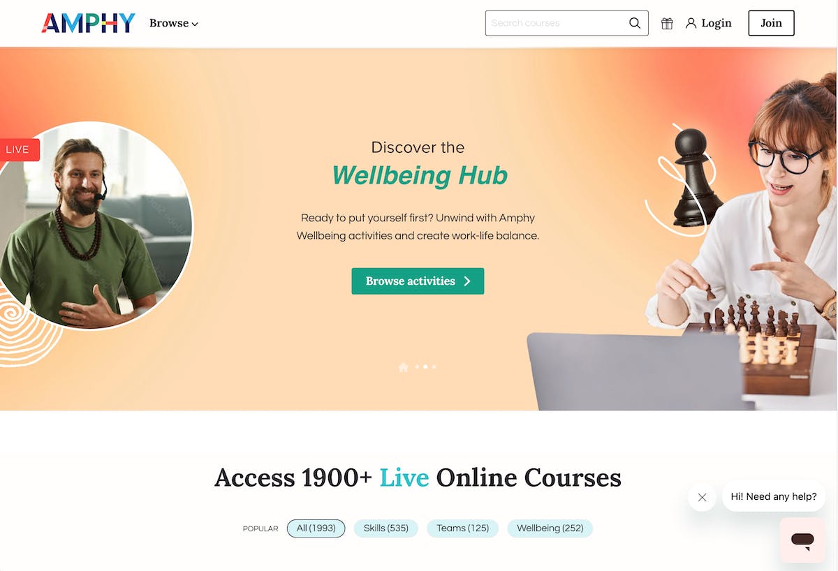 Landing page screenshot of the peer-to-peer service marketplace Amphy.