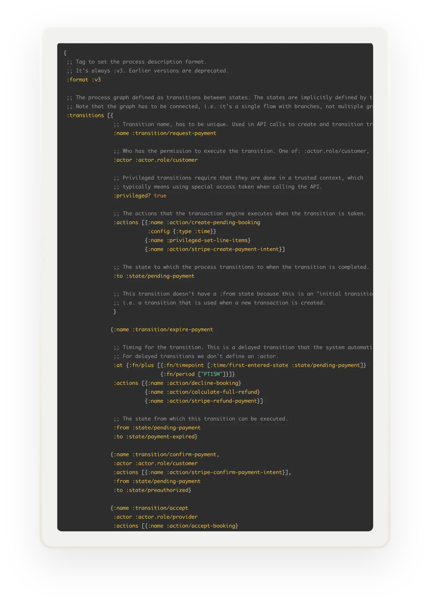 A snippet of code showing API calls and returning data of a transaction