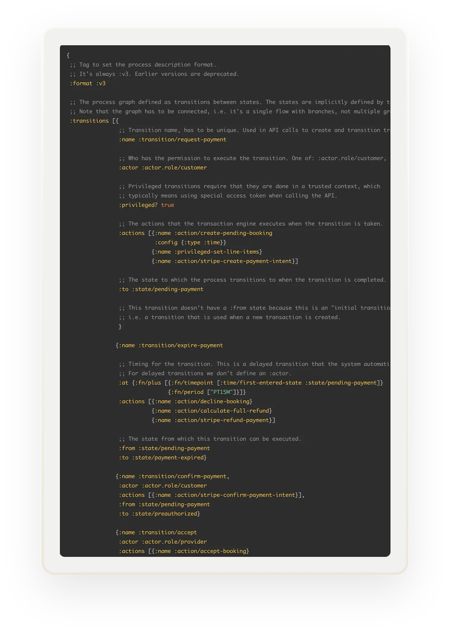 A snippet of code showing API calls and returning data of a transaction