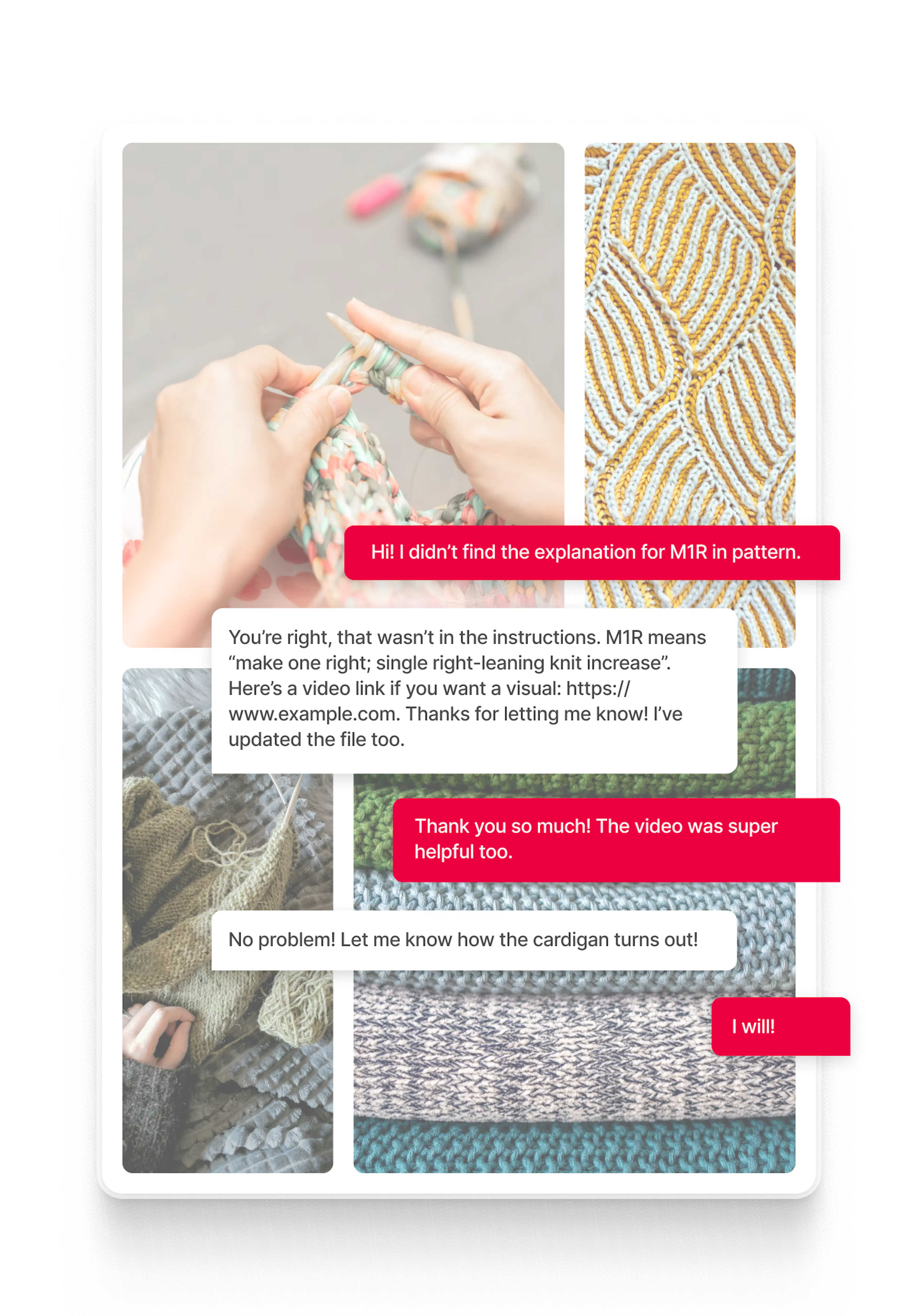 A seller and customer are having a conversation about a missing instruction. The seller sends the missing instruction to the customer and updates the file for future purchases.