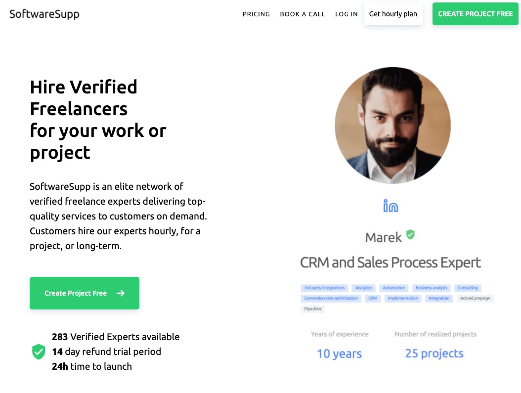Screenshot of SoftwareSupp jobs marketplace landing page.