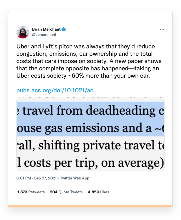 Screenshot of a Tweet by Brian Merchant.
