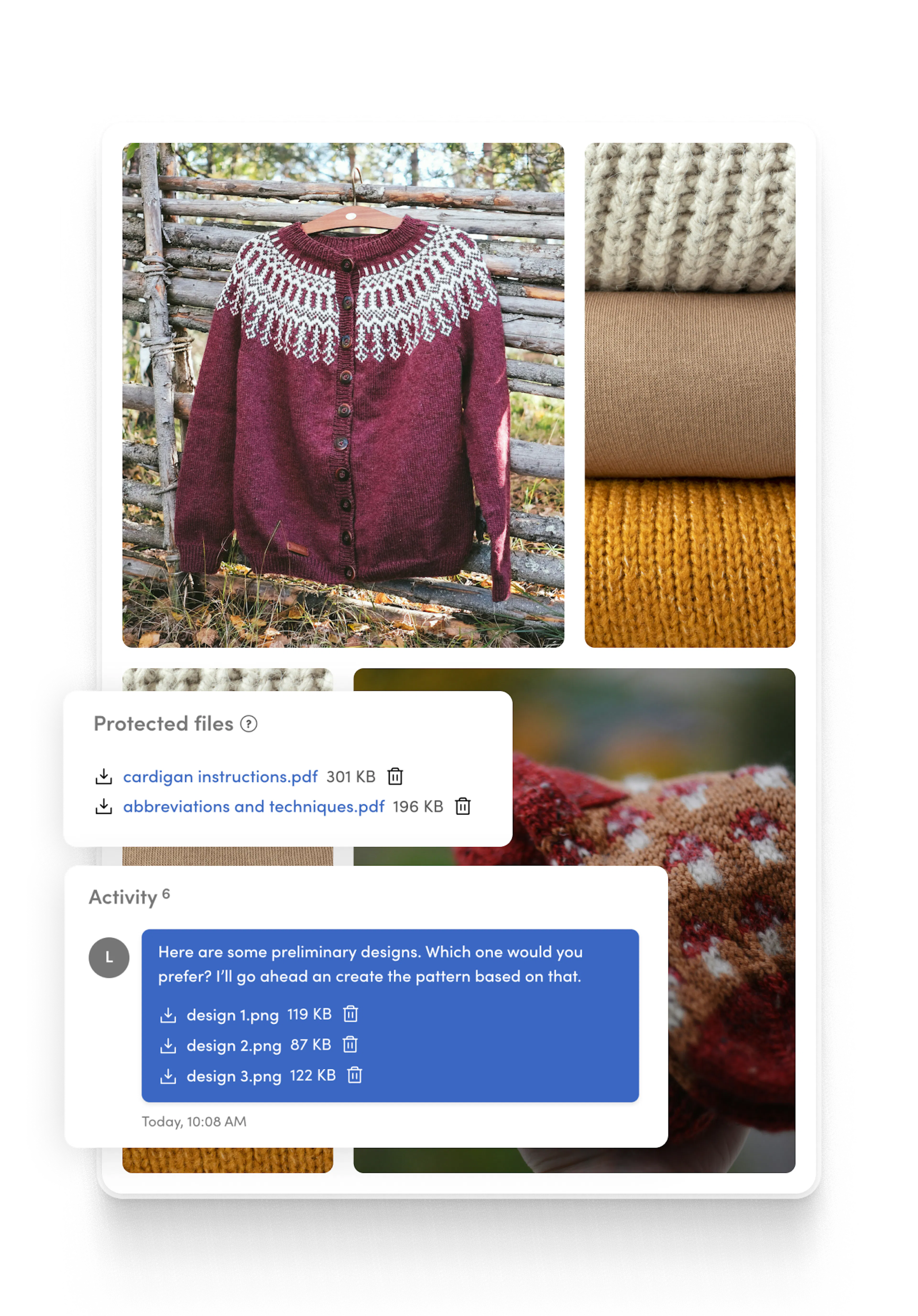 Digital files stored in Sharetribe Console. Listing files are stored as protected files, which are revealed after purchase. In addition, users can send message files.