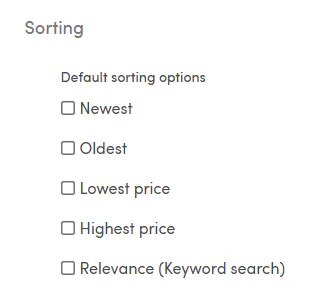A screenshot of sorting options in Consle