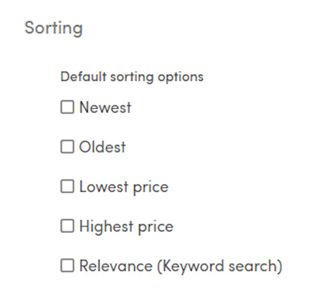 A screenshot of sorting options in Consle
