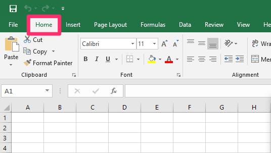 Click on Home tab from the Excel ribbon