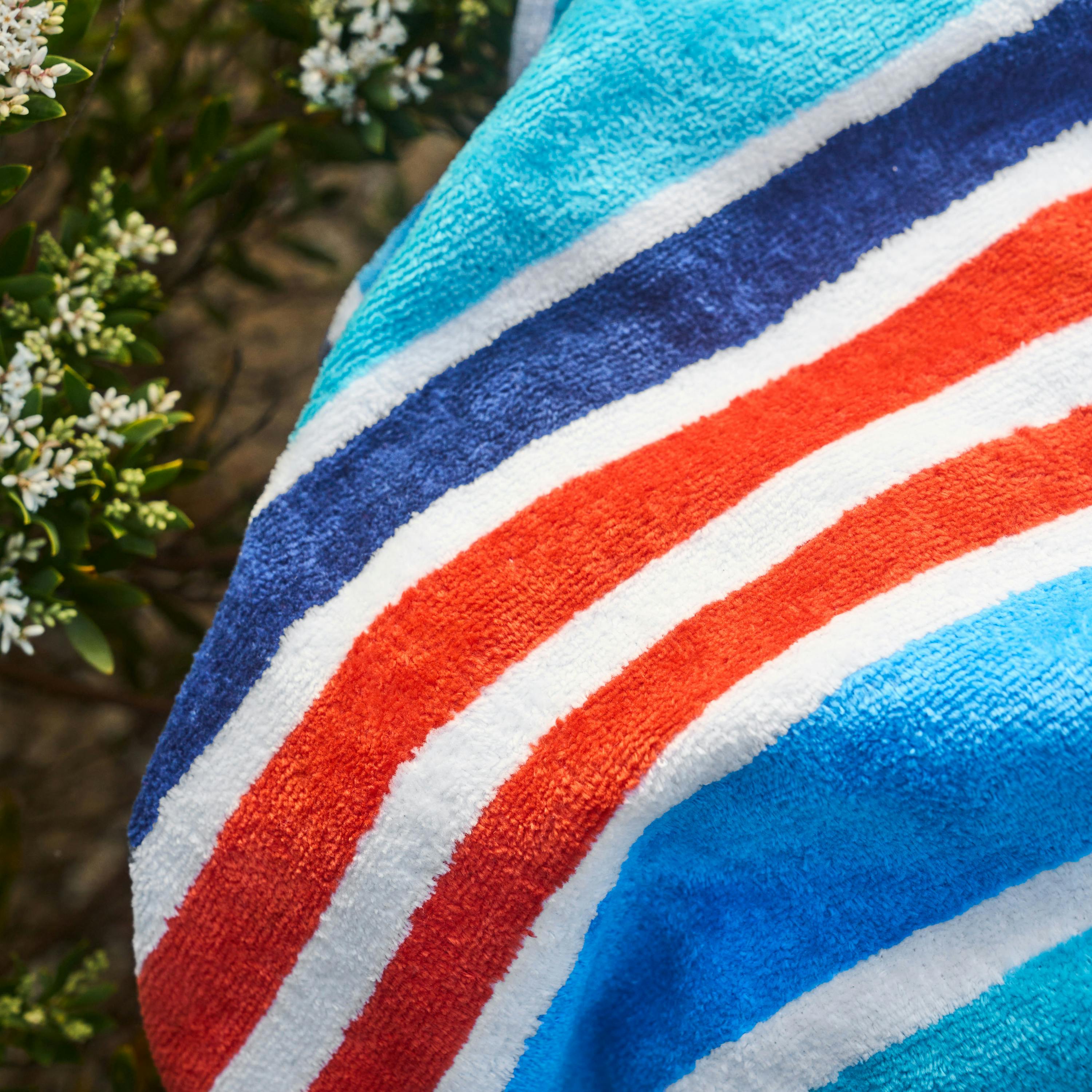 Velour Beach Towel in Beach Stripe