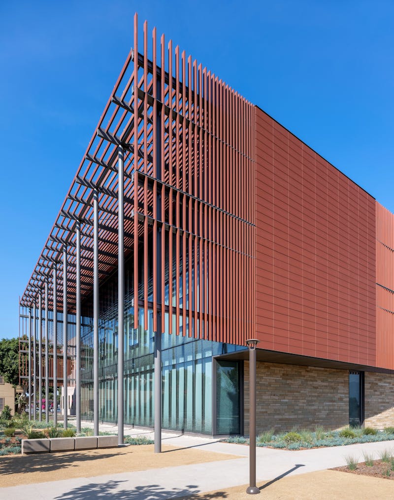 Shildan Terracotta, UCSB Henley Hall, Terracotta Rainscreen, Terracotta Sunscreen, Baguette, ALPHATON, Dark Red