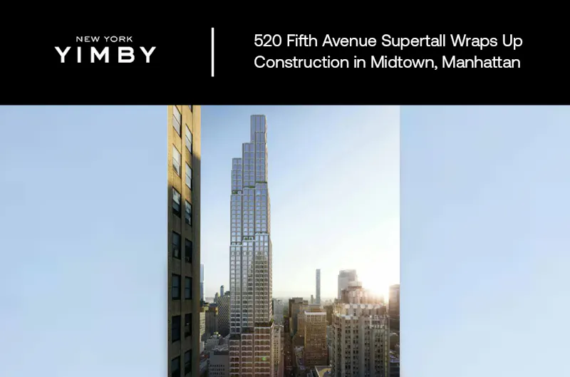 520 Fifth Avenue in Midtown Manhattan featuring Shildan's custom terracotta facade as construction reaches completion.