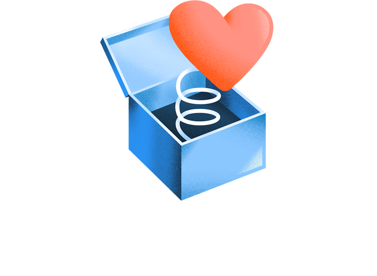 illustration montrant un coeur qui sort d'une boîte