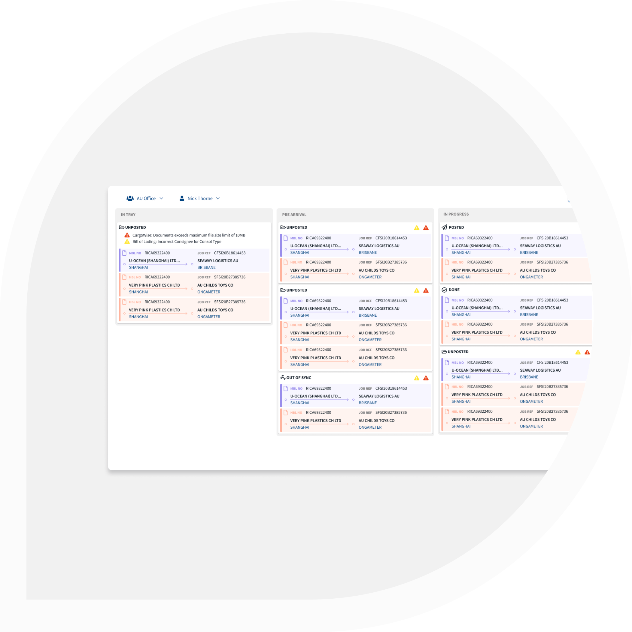 Shipamax Exception Management Dashboard Bill of Lading Import 