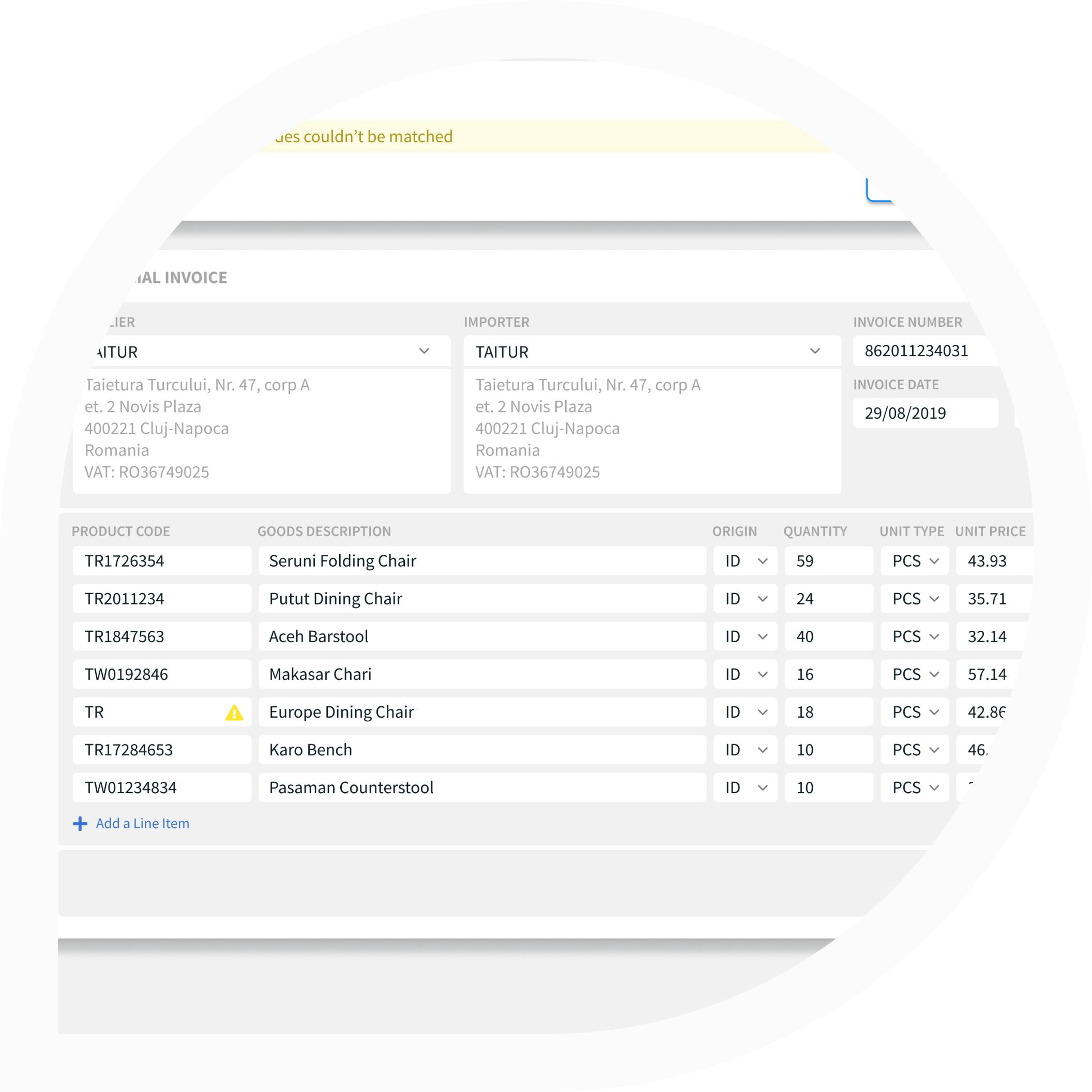 Line Item Level Extraction Commercial Invoices Shipamax