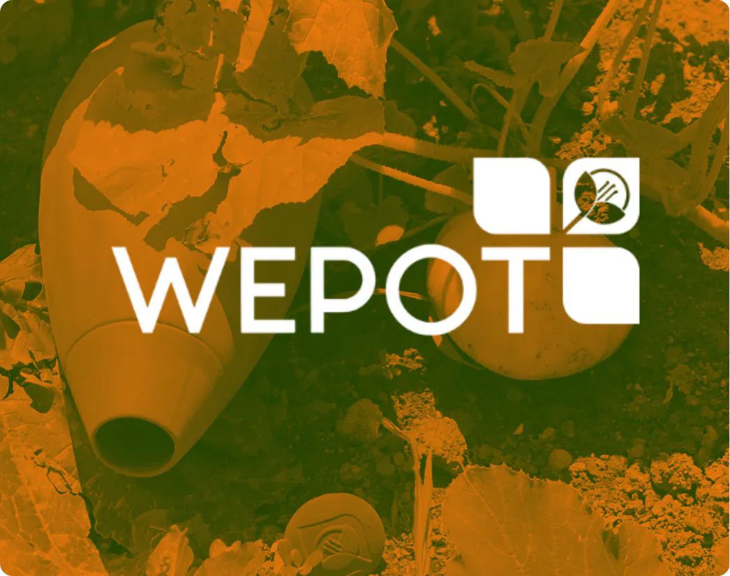 White logo Wepot on orange background