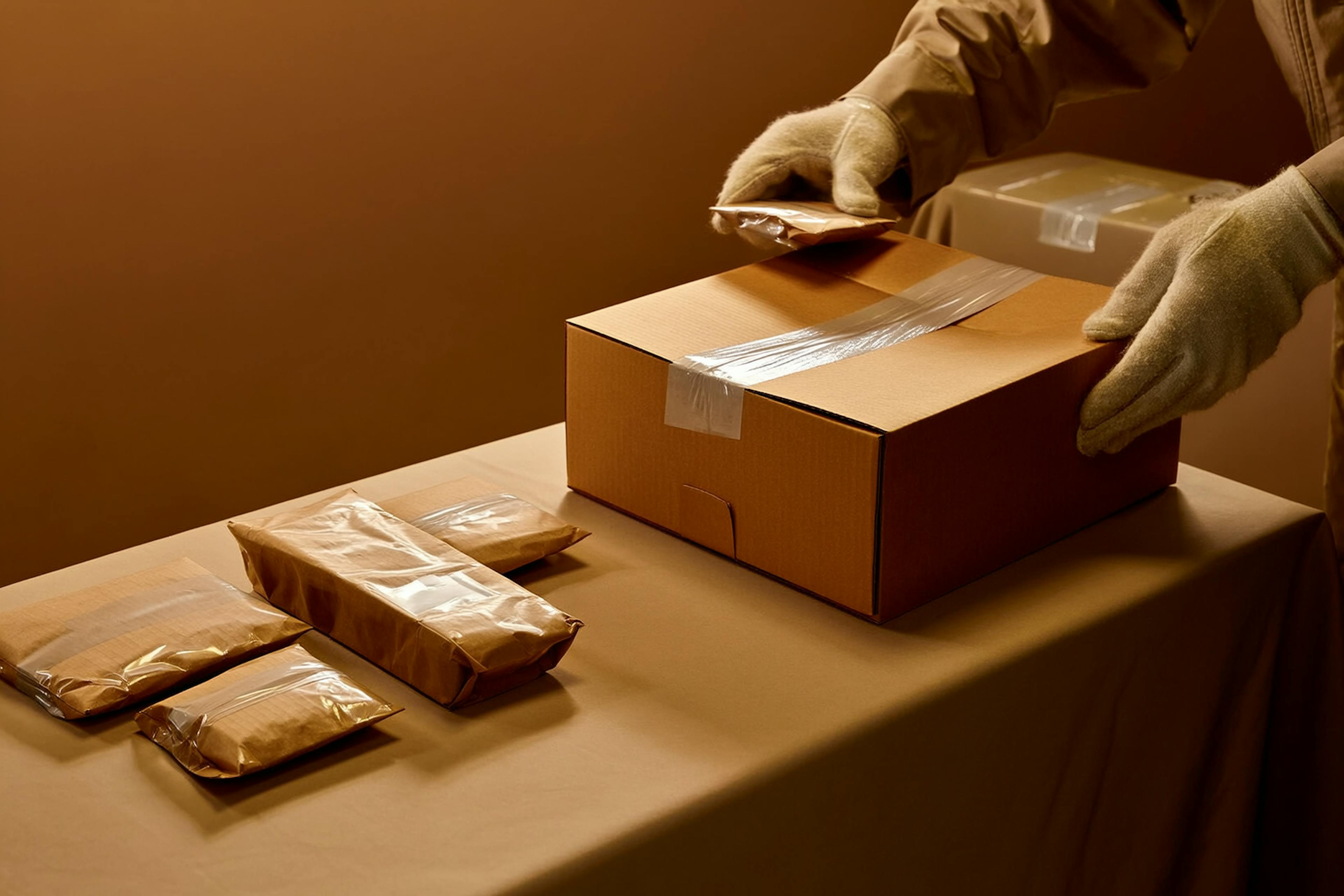 Small packages consolidated into a larger box.