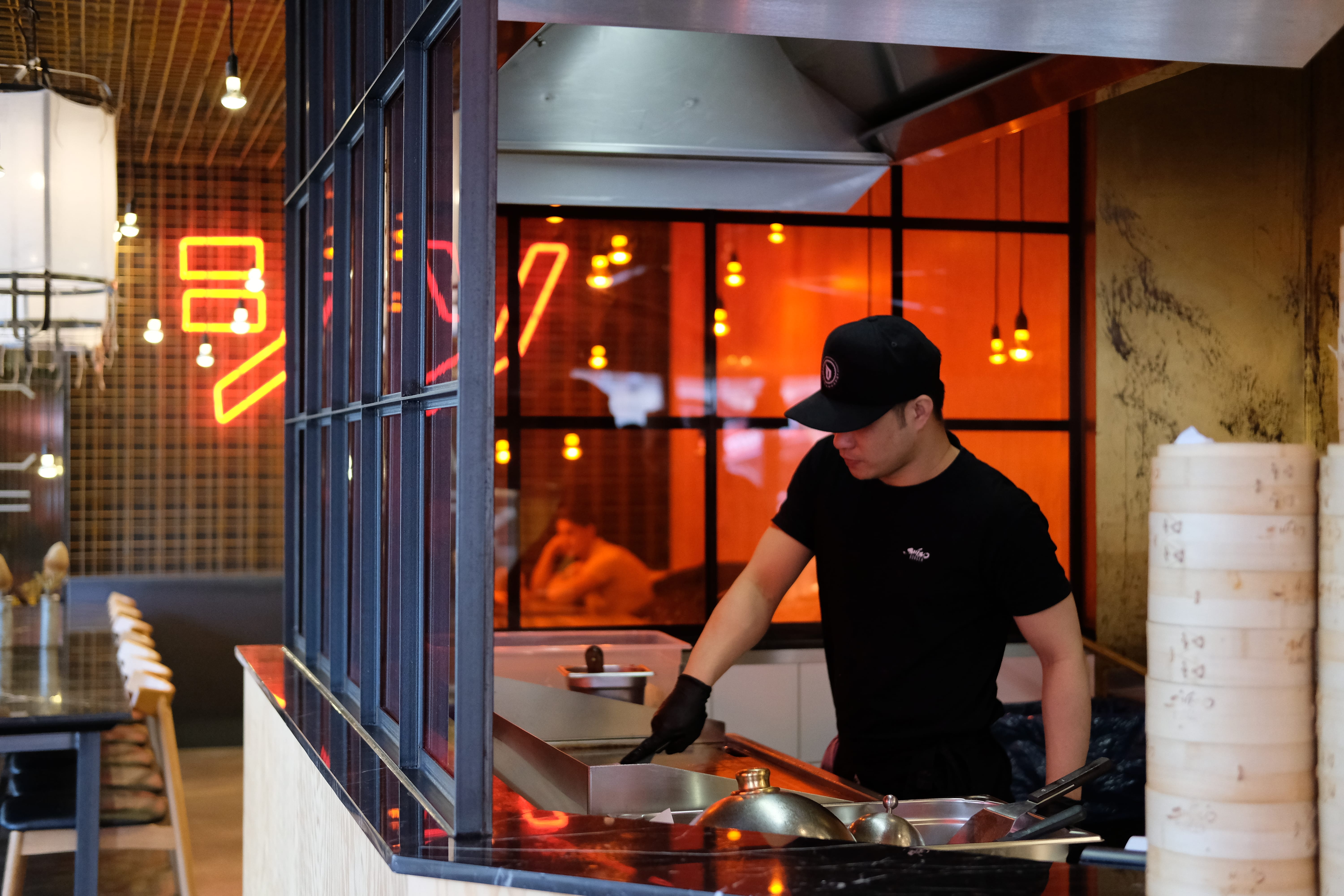 Freshly preparing food, in front of the customers