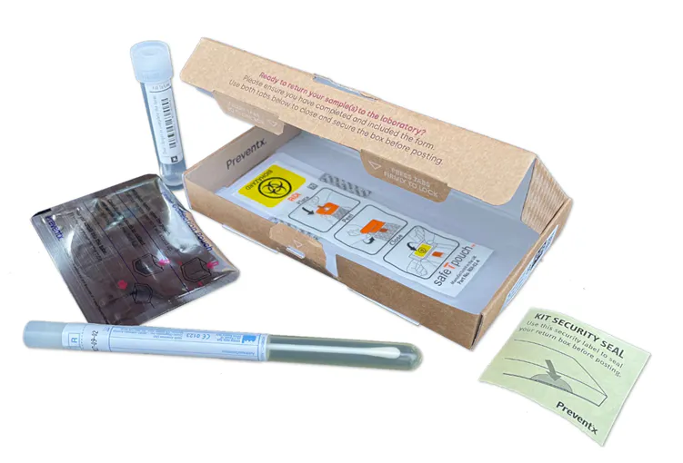 STI test kit for urine pouch and vaginal swab